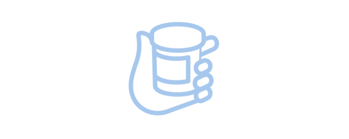 Icône symbolisant le thème du traitement: une main tenant une boîte de médicaments