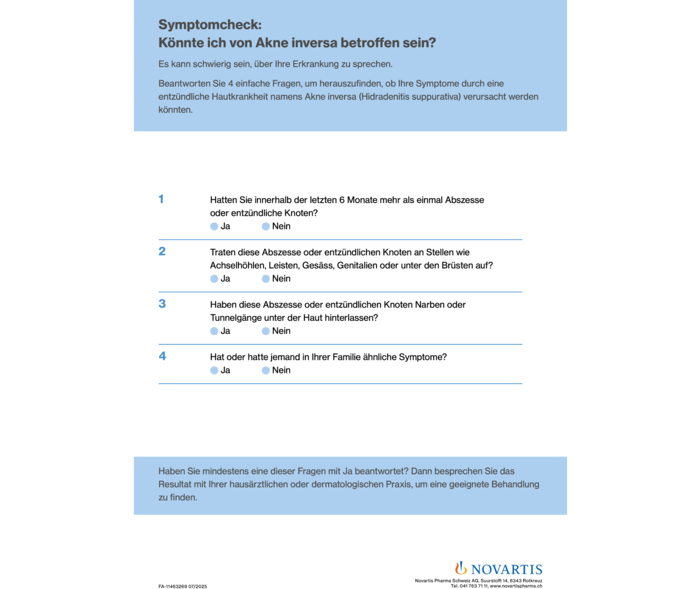 Das Vorschaubild zum Symptomcheck für Akne inversa