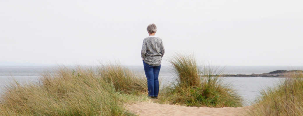 Woman walks in nature